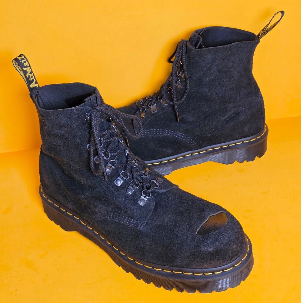 Dr Martens 1460 Pascal ST Hairy Suede Exposed Steel Toe Boots US Men 14 Mint